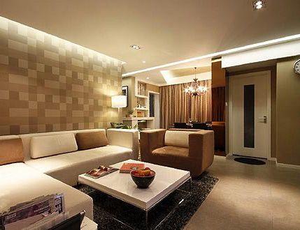 吴江房产网：棕色格纹背景墙 打造时尚简约卧室