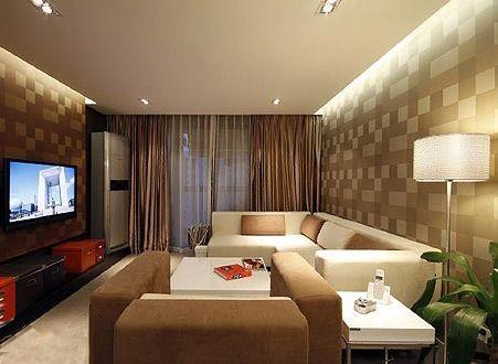 吴江房产网：棕色格纹背景墙 打造时尚简约卧室